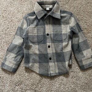 Quince Kids Gray and Cream Plaid Shirt